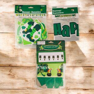 St. Patricks Day Hanging Garland & Banner Set 9 Ft & 5.41 Ft Lengths Unique Part